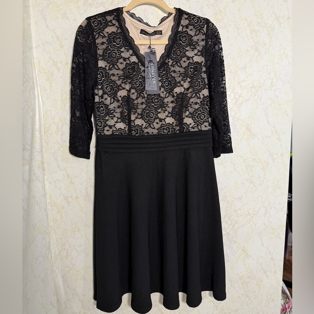 Elegant Black Lace Long Sleeve Dress